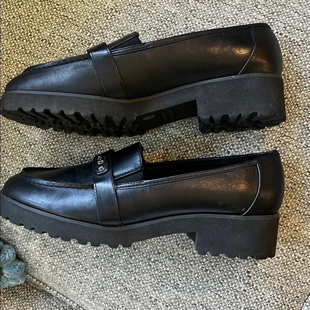 Easy Spirit Wendy Chunky Leather Loafers  Black Size 9